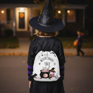 Witchy Snacks Drawstring Bag: Halloween Candy Sack