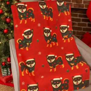 Shiba Inu Christmas Blanket | Velveteen Plush Throw | Cozy Holiday Dog Blanket | Cute Shiba Inu Gift | Christmas Home Decor