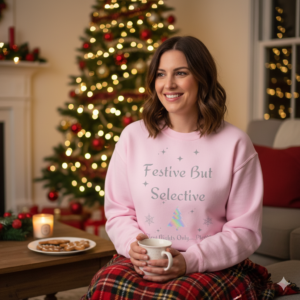 Festive But Selective Crewneck Sweatshirt - Cozy Holiday Apparel for Gatherings, Christmas Parties, Gift for Friends