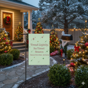 Holiday Garden Banner, Seasonal Outdoor Decoration, Festive Yard Sign, Christmas Decor, Whimsical Home Accent, Tinsel Season