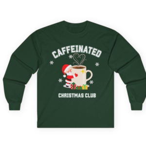 Caffeinated Christmas Club Long Sleeve Tee - Festive Holiday Shirt, Christmas Gift, Cool Winter Apparel, Unisex Holiday Top, Santa Tee