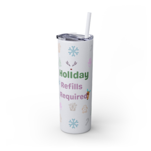 Holiday-Themed Skinny Tumbler, 20oz - Perfect for Seasonal Celebrations, Gift for Friends, Reusable Water Bottle, Festive Drinkware