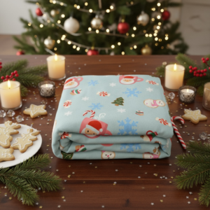 Caffeinated Christmas Club Santa Coffee Mug Blanket, Snowman Cookies Gingerbread man, Christmas Tree, Snowflakes, Peppermint